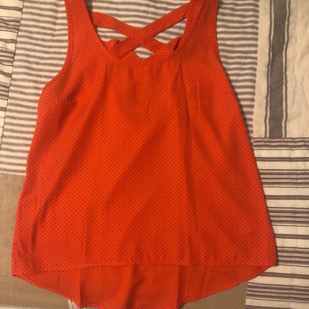 Orange tank with cute cross cross back detail